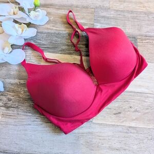 Victoria's Secret Red Lightly Lined Plunge Pullover Wirefree Bra Size 32DD GUC